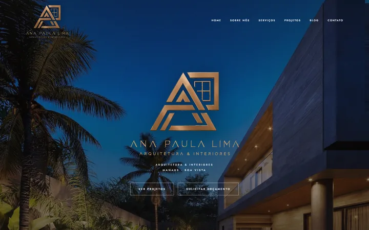 Tela de site de arquitetura e interiores criado pela AZVEN