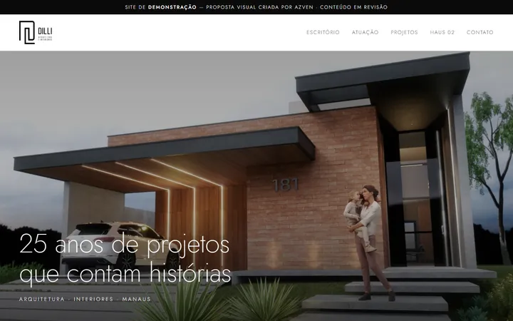 Tela de site de escritório de arquitetura criado pela AZVEN